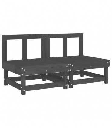 vidaXL Garden Middle Sofas 2 pcs Grey Solid Wood Pine