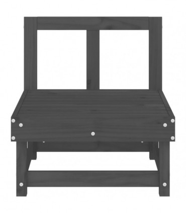 vidaXL Garden Middle Sofas 2 pcs Grey Solid Wood Pine