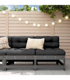 vidaXL Garden Middle Sofas 2 pcs Grey Solid Wood Pine