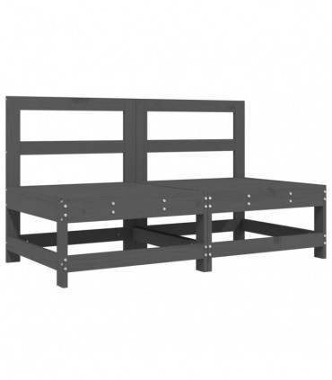 vidaXL Garden Middle Sofas 2 pcs Grey Solid Wood Pine