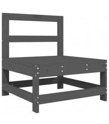 vidaXL Garden Middle Sofas 2 pcs Grey Solid Wood Pine