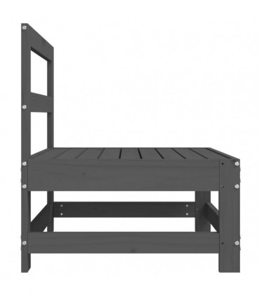 vidaXL Garden Middle Sofas 2 pcs Grey Solid Wood Pine