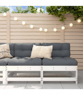 vidaXL Garden Middle Sofas 2 pcs White Solid Wood Pine