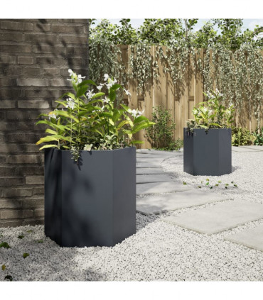 vidaXL Garden Planter 2 pcs Anthracite Hexagon 46x40x45 cm Steel