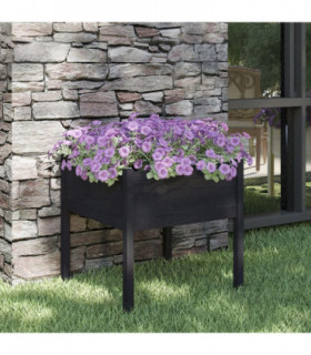 vidaXL Garden Planter Black 70x70x70 cm Solid Pinewood