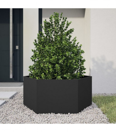 vidaXL Garden Planter Black Hexagon 104x90x45 cm Steel