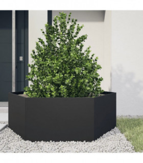 vidaXL Garden Planter Black Hexagon 138x120x45 cm Steel