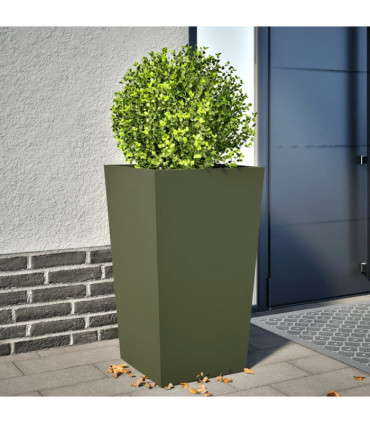 vidaXL Garden Planter Olive Green 45x45x75 cm Steel