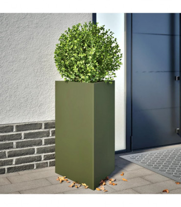 vidaXL Garden Planter Olive Green Triangular 50x43x75 cm Steel