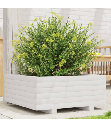 vidaXL Garden Planter White 60x60x26.5 cm Solid Wood Pine