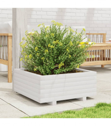 vidaXL Garden Planter White 60x60x26.5 cm Solid Wood Pine