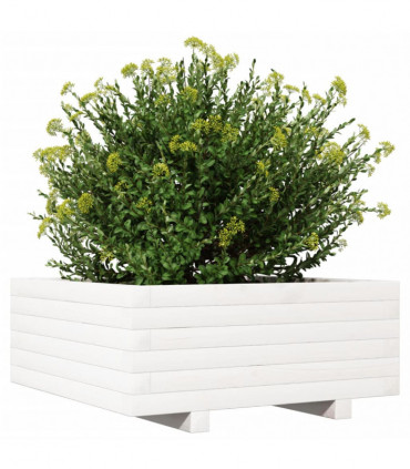 vidaXL Garden Planter White 60x60x26.5 cm Solid Wood Pine
