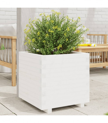 vidaXL Garden Planter White 60x60x49.5 cm Solid Wood Pine