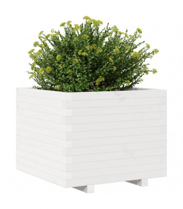 vidaXL Garden Planter White 60x60x49.5 cm Solid Wood Pine