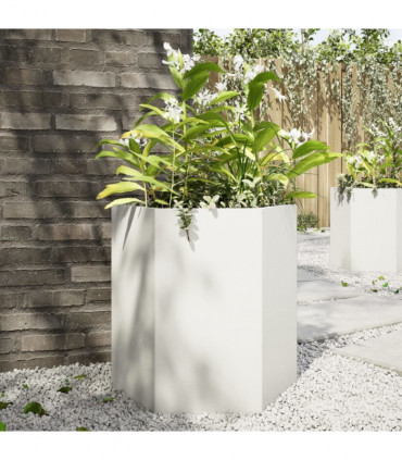 vidaXL Garden Planter White Hexagon 46x40x45 cm Steel