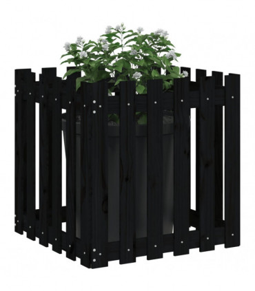 vidaXL Garden Planter with Fence Design Black 60x60x60 cm Solid Wood Pine