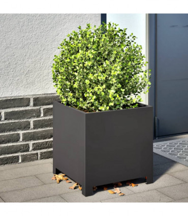 vidaXL Garden Planters 2 pcs Black 40x40x40 cm Steel