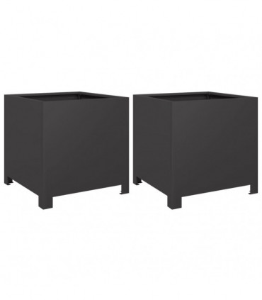 vidaXL Garden Planters 2 pcs Black 40x40x40 cm Steel