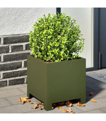 vidaXL Garden Planters 2 pcs Olive Green 30x30x30 cm Steel