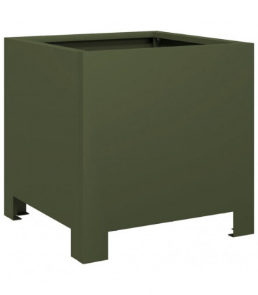 vidaXL Garden Planters 2 pcs Olive Green 30x30x30 cm Steel