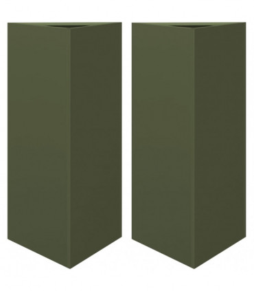 vidaXL Garden Planters 2 pcs Olive Green Triangular 40x34.5x70 cm Steel