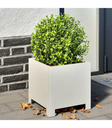 vidaXL Garden Planters 2 pcs White 30x30x30 cm Steel