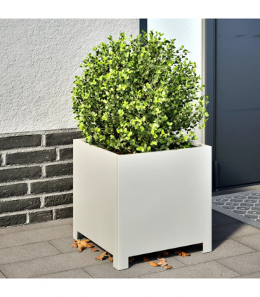 vidaXL Garden Planters 2 pcs White 40x40x40 cm Steel