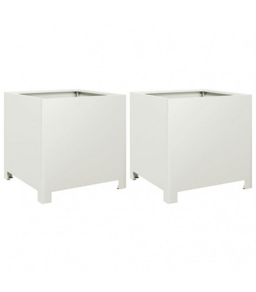 vidaXL Garden Planters 2 pcs White 40x40x40 cm Steel