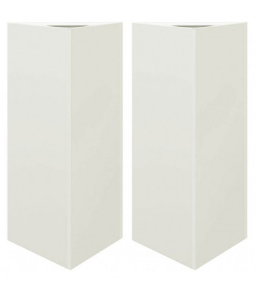 vidaXL Garden Planters 2 pcs White Triangular 40x34.5x70 cm Steel