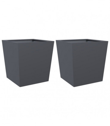vidaXL Garden Planters Anthracite 2 pcs 50x50x50 cm Steel