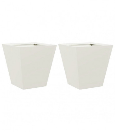 vidaXL Garden Planters White 2 pcs 30x30x30 cm Steel