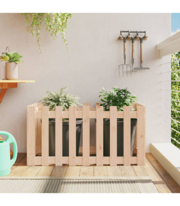 vidaXL Garden Raised Bed with Fence Design 100x50x50 cm Solid Wood Pine