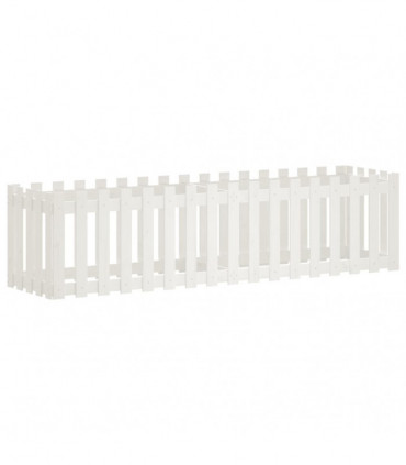vidaXL Garden Raised Bed with Fence Design White 200x50x50 cm Solid Wood Pine