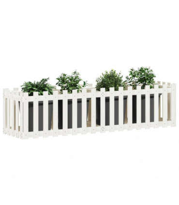 vidaXL Garden Raised Bed with Fence Design White 200x50x50 cm Solid Wood Pine