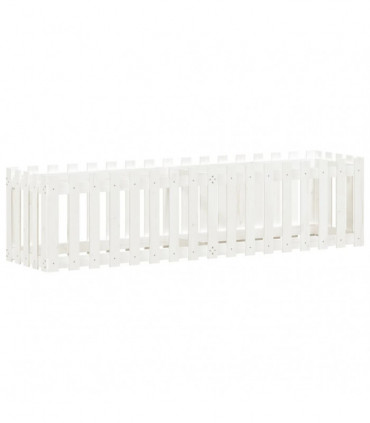 vidaXL Garden Raised Bed with Fence Design White 200x50x50 cm Solid Wood Pine