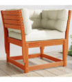 vidaXL Garden Sofa Armrest with Cushions Wax Brown Solid Wood Pine