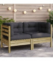 vidaXL Garden Sofa Corner with Cushions Impregnated Wood Pine
