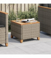 vidaXL Garden Table Grey 45x45x37 cm Poly Rattan Acacia Wood