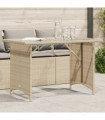 vidaXL Garden Table with Glass Top Beige 110x68x70 cm Poly Rattan