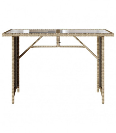 vidaXL Garden Table with Glass Top Beige 110x68x70 cm Poly Rattan