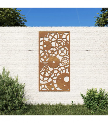 vidaXL Garden Wall Decoration 105x55 cm Corten Steel Gear Wheel Design