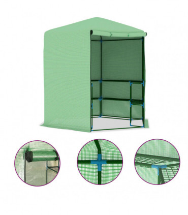 vidaXL Greenhouse with Shelves Steel 227x223 cm