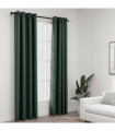 vidaXL Linen-Look Blackout Curtains with Grommets 2pcs Green 140x225cm