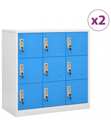 vidaXL Locker Cabinets 2 pcs Light Grey and Blue 90x45x92.5 cm Steel
