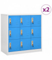 vidaXL Locker Cabinets 2 pcs Light Grey and Blue 90x45x92.5 cm Steel