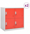vidaXL Locker Cabinets 2 pcs Light Grey and Red 90x45x92.5 cm Steel