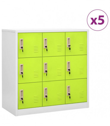 vidaXL Locker Cabinets 5 pcs Light Grey and Green 90x45x92.5 cm Steel