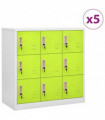 vidaXL Locker Cabinets 5 pcs Light Grey and Green 90x45x92.5 cm Steel