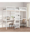 vidaXL Loft Bed Frame without Mattress White 75x190cm Solid Wood Pine