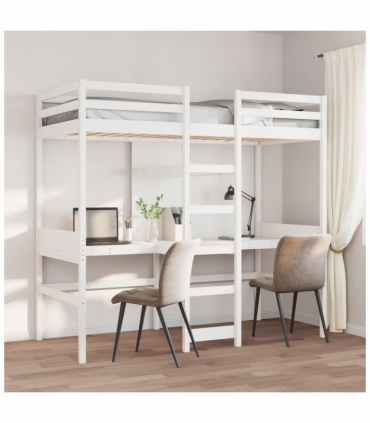 vidaXL Loft Bed Frame without Mattress White 80x200cm Solid Wood Pine